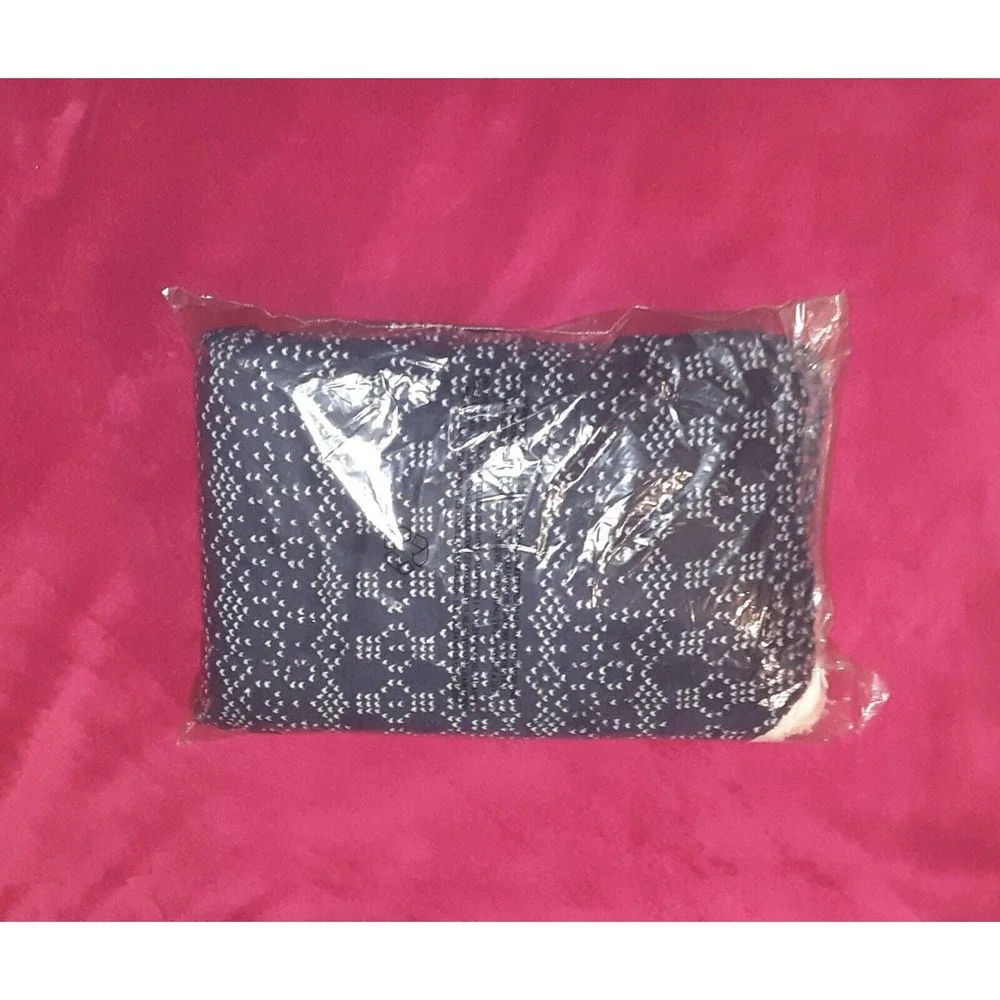 ULTA Navy Blue White Fair Isle Plush Faux Shearling Robe Women's L/XL New - Picture 3 of 4